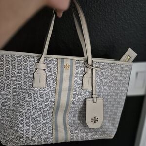 Tory Burch Gray and Cream Women's Tote Bag